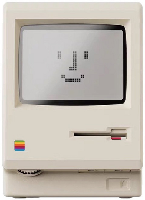 MUSI 復古電腦鬧鐘，具備日期、溫度顯示與亮度調節功能, 復古電腦鬧鐘-象牙白