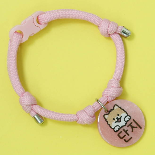미소펫 가볍고 예쁜 강아지 고양이 일러스트 인식표 글로시 목걸이 이름표, 파스텔핑크, 1개, 소형