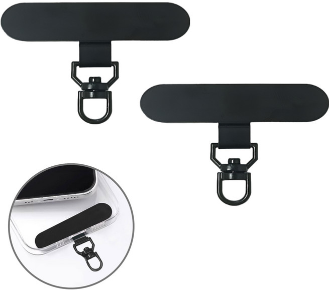 도나토르 360도 핸드폰 스트랩 태그 홀더 2p, 2개, 블랙