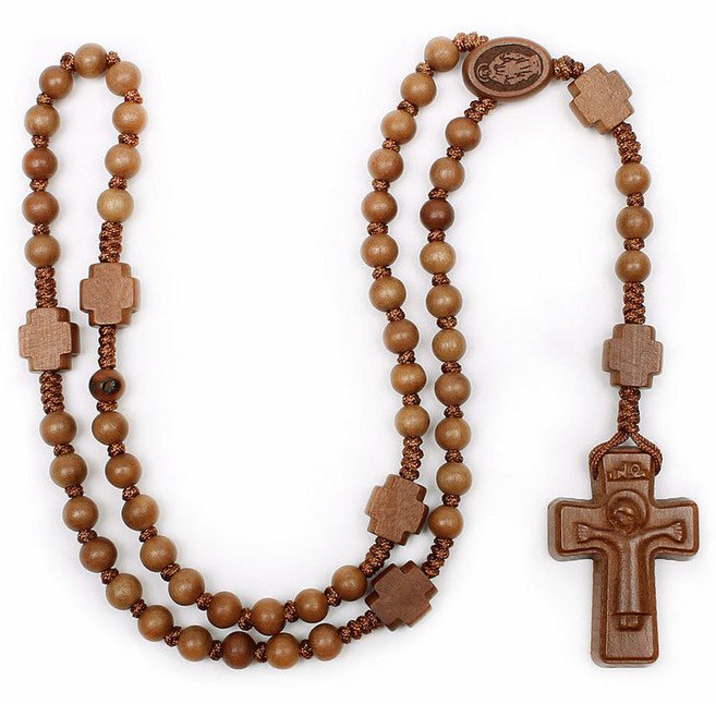 홍대추 십자간주 6mm 5단묵주 천주교 성물, 1개