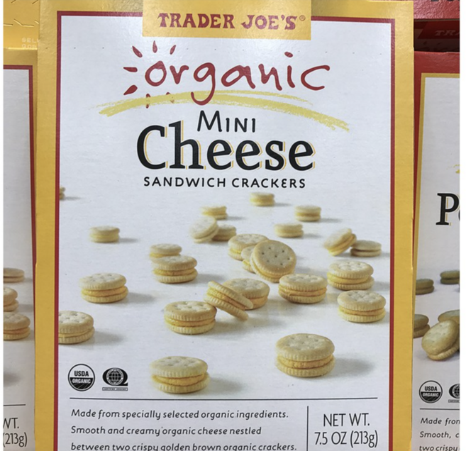 트레이드 조 트레이더조 오가닉 미니 치즈 샌드위치 크래커 Trader Joe's Organic Mini Cheese Sandwich Crackers 2팩, 2개, 213g