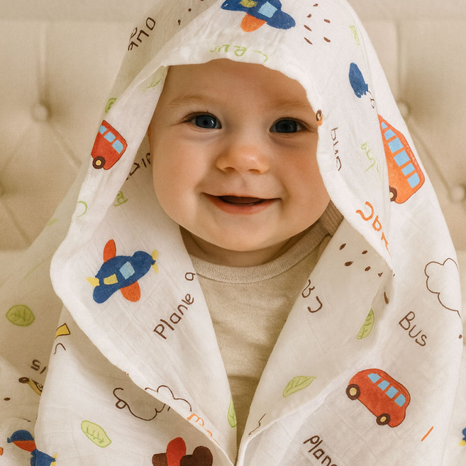 불로홈 대나무 밤부 거즈 아기 유아 신생아 블랭킷 120x120cm, 밤부_자동차