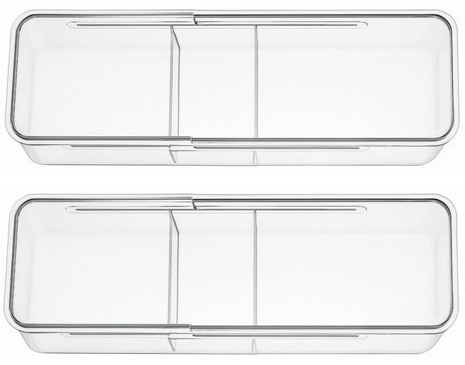 엔케이원 다용도 길이조절 수납정리함, 2개, 투명