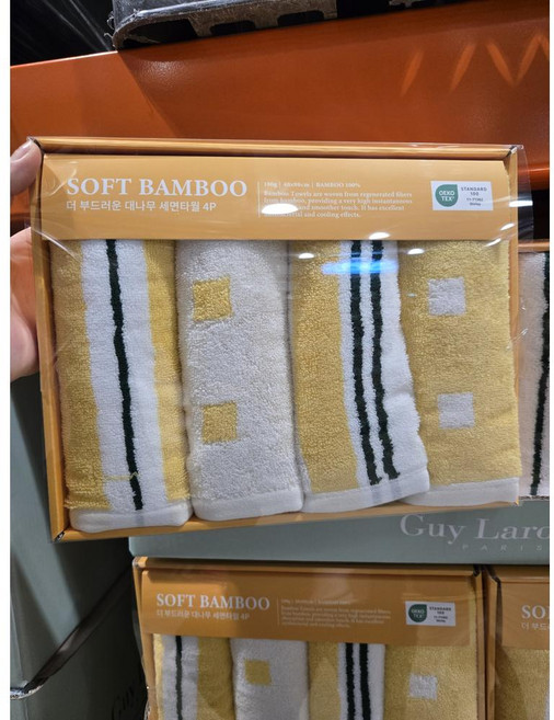 [국내 코스트코] Guy Laroche 기라로쉬 뱀부선염 세면타월 4P / 40 x 80cm, 1개, 옐로우
