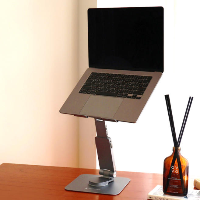 이코노미쿠스 노트북 거치대 받침대 회전 6단계 높이조절, 스페이스그레이, 1개