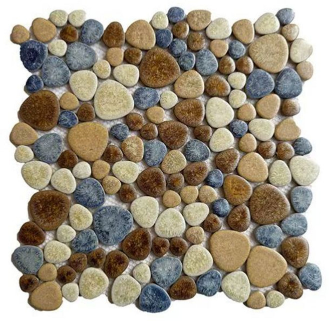 52QUAD 조약돌타일 테라스 발코니 온천 자갈타일, 30x30, 1개, 무광블루 DIY-32