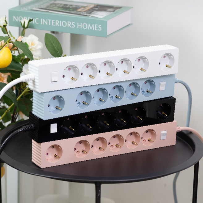 쿠폰19% 파워존 자동소화 웨이브 멀티탭 콘센트 화재예방 절전 과부하차단 6구, 1개, 5m, 자동소화 통합 6구 화이트