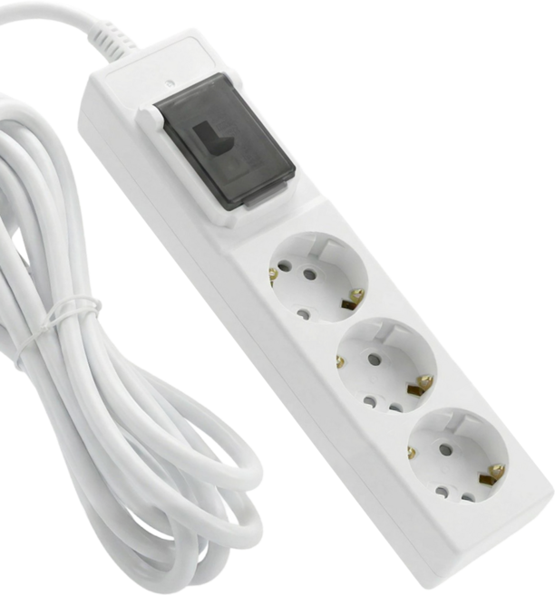 DAMDA 고용량 에어컨 히터 안전 멀티탭 16A 전기선, 3구 배선, 1개, 1.5m