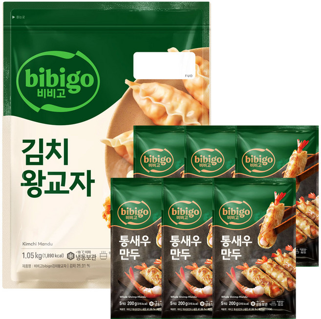 비비고만두(통새우만두 6+김치왕교자 1), 200g, 1개