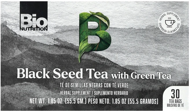 Bio Nutrition 블랙 씨드 차 녹차 함유 티백 30개 55.5g(1.85온스), 1개, 55.5g - 쿠팡