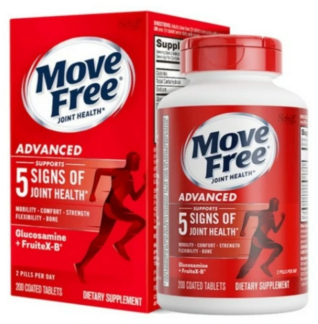 쉬프 무브 프리 조인트 헬스 어드밴스드 플러스 MSM 글루코사민 + 콘드로이틴 코티드 타블렛, 200정, 1개 - 쿠팡