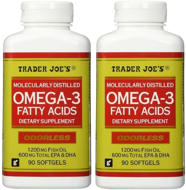트레이더조 오도리스 오메가-3 600mg EPA & DHA 90정 2개 Trader Joe's Molecularly Distilled OMEGA-3 Fatty acids Odorl - 쿠팡