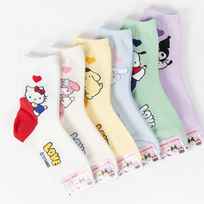 국산 산리오 여성 정품 라이센스 양말 6켤레 세트