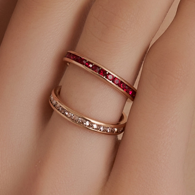 엘르 14K GOLD PLATED 스와로브스키 스톤 이터너티 링 반지 ELBRWR139