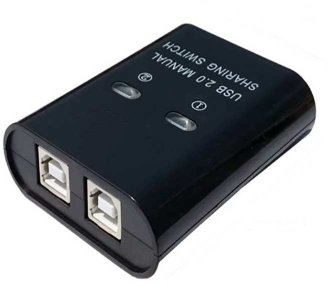 맘보케이블 USB 프린터 복합기 스캐너 데스크탑 노트북 연결 선택기 2대1 공유기, 블랙, 1개