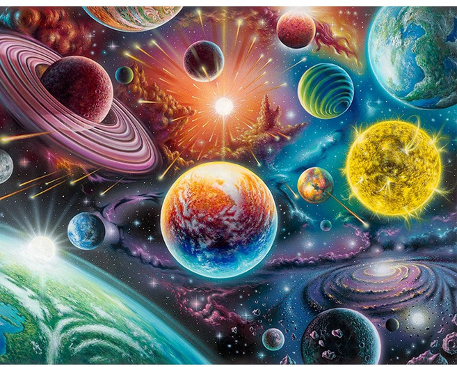 FIYO 보석 십자수 큐빅 십자수 40x50cm 사각비즈/원형비즈 HI W-01우주(Rou... 1세트, W-01우주(Round)