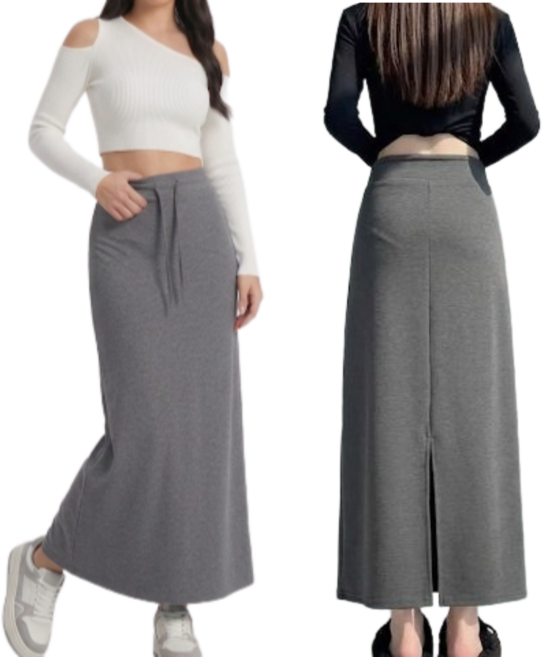 블랭크몰 여성 스포티한 뒷트임 롱 스커트 치마