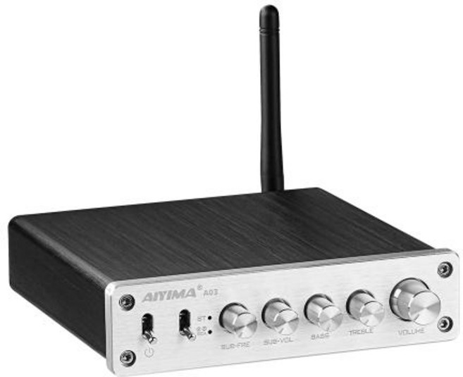 AIYIMA TPA316 서브우퍼 블루투스 앰프 하이파이 TPA3116D2 2.1 디지털 파워 앰프 50Wx2+100W 사운드 앰프 A03, Silver, 02 no power plug