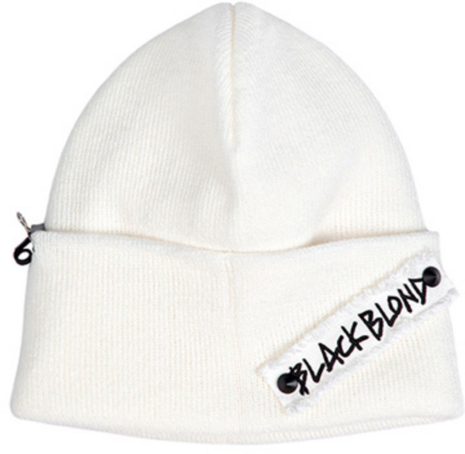 블랙블론드 BBD Side Patch Long Beanie (White)