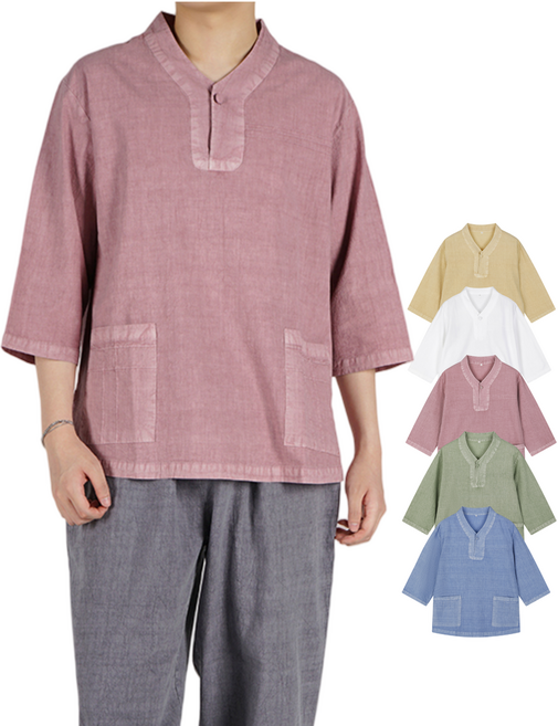 [편한생활한복] 남성 개량한복 30수 브이넥 여름 상의