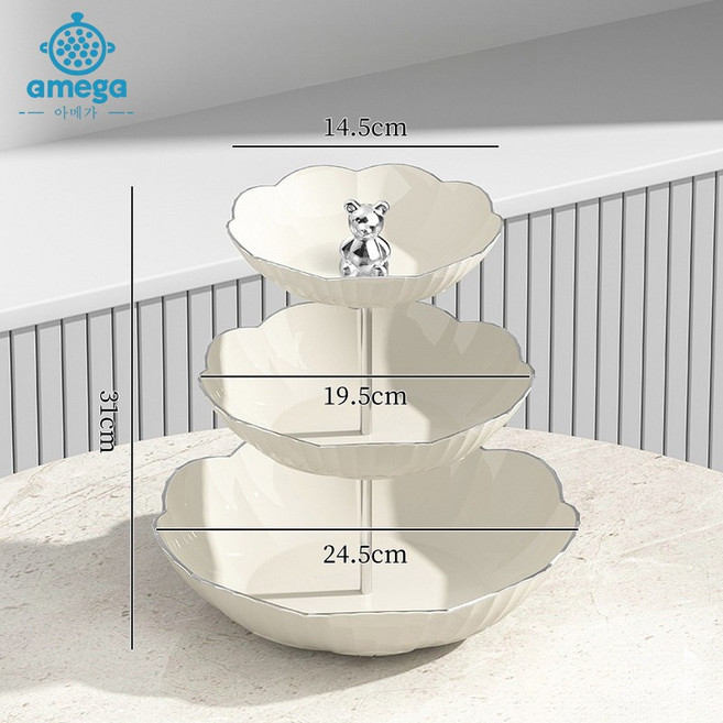 AMEGA 2단/3단 케이크 디저트 트레이, 화이트 3단, 1개