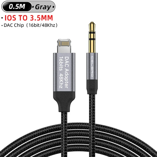 Iphone 14 Pro 13 용 Aux 오디오 케이블 12 11 12mini Xs Max Xr 8 3.5mm 분배기 Cabel 핀 ~ 3 5 MM 잭 어, 02 0.5m