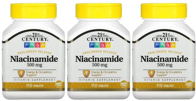 21세기 Century 니아신 나이아신아마이드 비타민B 500mg 서방형 천천히흡수, 3개, 110정 - 쿠팡