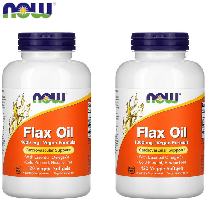 [2병] 나우푸드 냉압착 아마씨유 1000mg 120정 Flaxseed oil 리그난, 2개