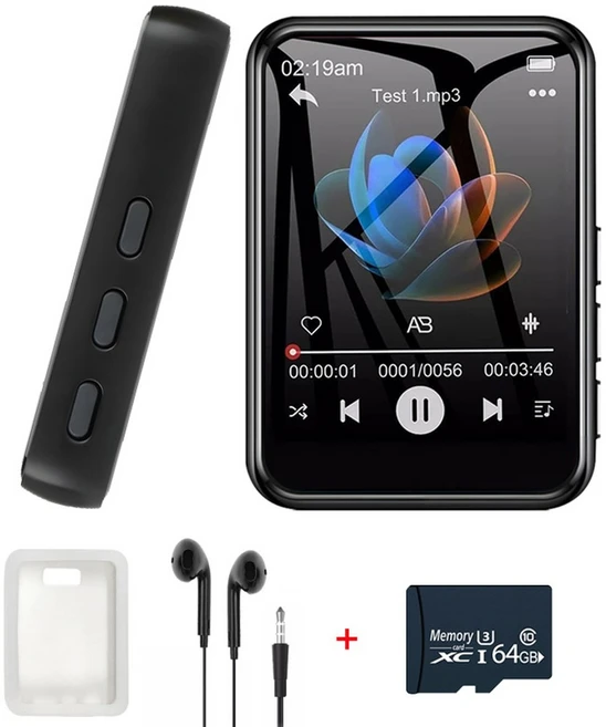 128G MP3 플레이어 블루투스 HIFI 음악 내장 스피커 전자 비디오 녹화 기능이있는 인치 터치 스크린 MP4, 32G Add 64G card - 쿠팡