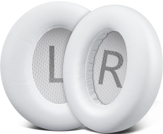 SOULWIT 교체용 이어패드-호환 모델 Anker Soundcore Space Q45 앤커 사운드코어 스페이스 Q45 헤드폰 고밀도 소음 차단 폼 포함된 쿠션 1쌍, Protein Leather, White, 1개