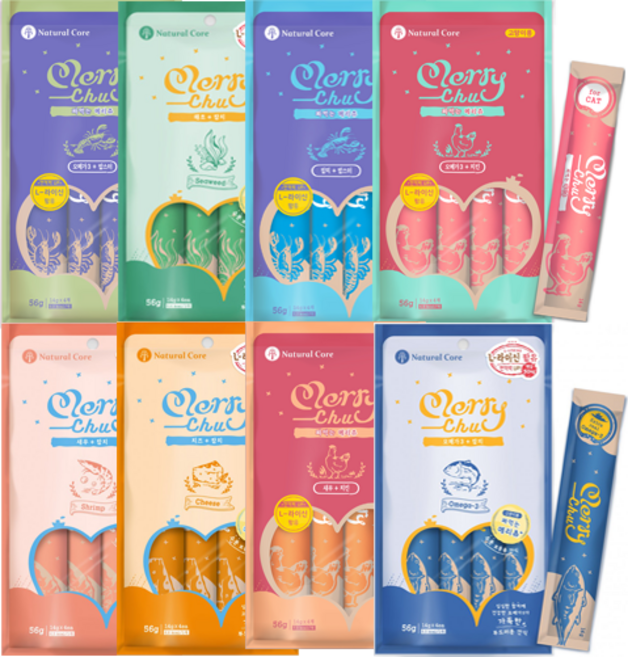 네츄럴코어 메리츄 고양이 간식 8팩 + 사은품1팩, 1개, 8종 혼합 8팩