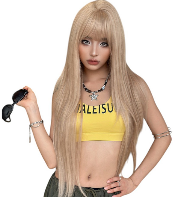 가발위드 여성 가발 긴머리 블론드 여신강림 스트레이트 통가발 버터스카치, 1개, 애쉬베이지