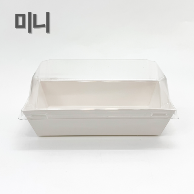 정담 직사각 미니 크라프트 용기+뚜껑 세트, 50개, 화이트 미니