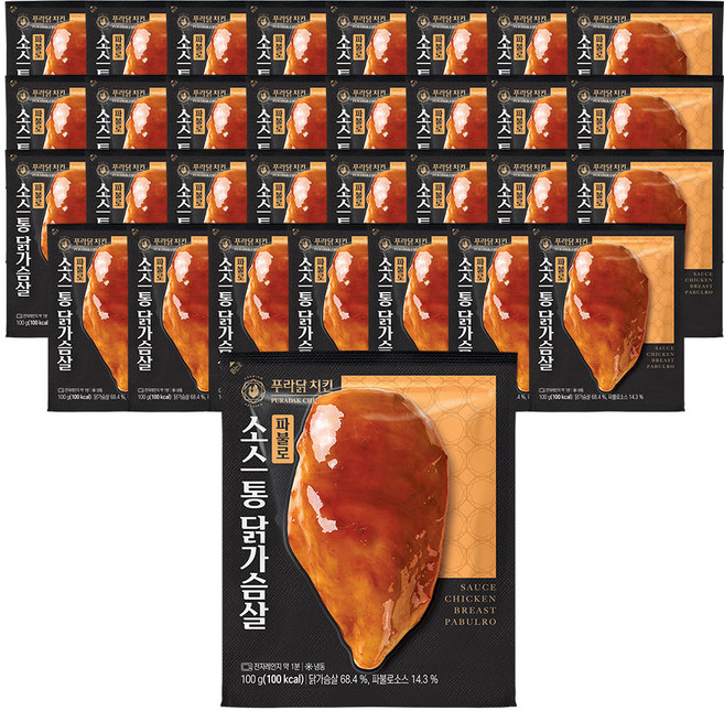 [무료배송/당일출고] 푸라닭 소스 통 닭가슴살 파불로, 32개, 100g
