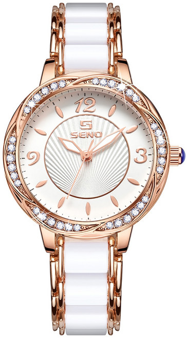 [베베코코]여성용 크리스탈 포인트 세라믹 밴드 손목시계