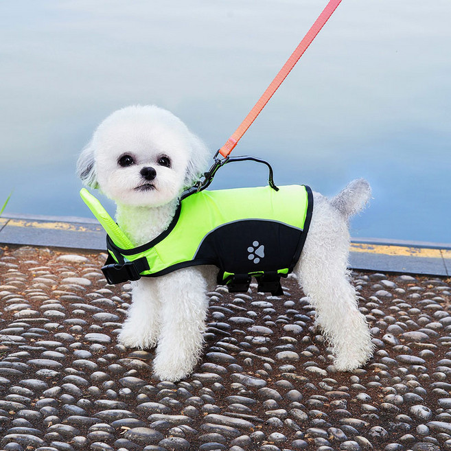 강아지 구명조끼 애견 물놀이 안전조끼 라이프자켓, 1개, 형광색