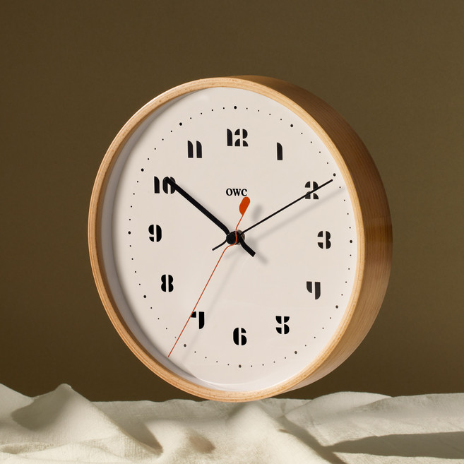 오더블유씨 모빌 비치우드 무소음 벽시계 25cm