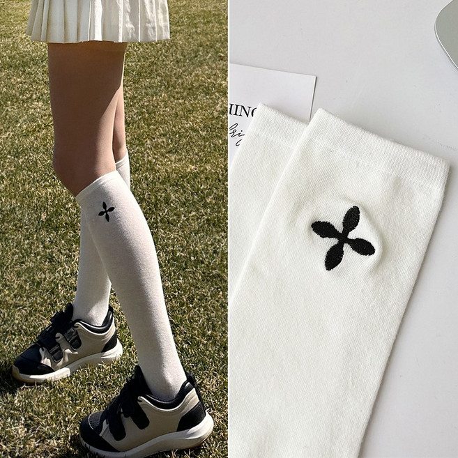 바이제이알 여성 골프 니삭스 럭키 크로버 무릎 반양말