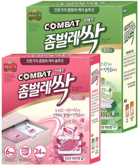 컴배트 좀벌레싹 허브 옷장 6개입 + 아로마 서랍장 24개입, 1세트