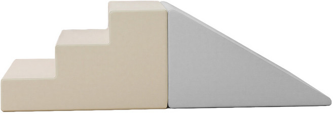 avec 아베크 아이플레이짐라이트 실내 향균 쿠션 유아 미끄럼틀 + 계단, 1세트, 퓨어바닐라계단+모던그레이미끄럼틀