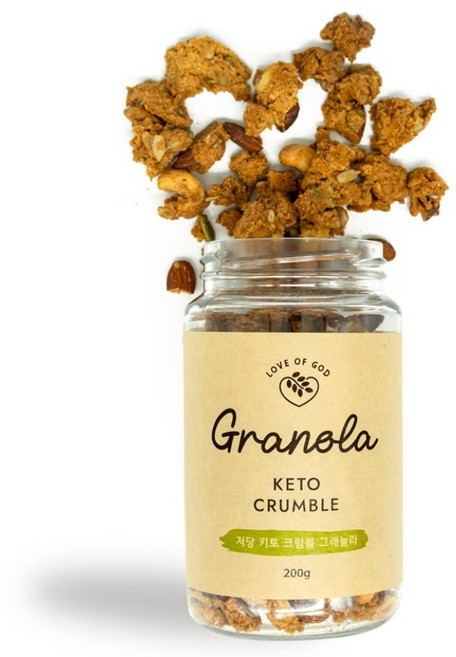 러브오브갓 저당키토 크럼블 수제그래놀라 무설탕 200g (병), 1개