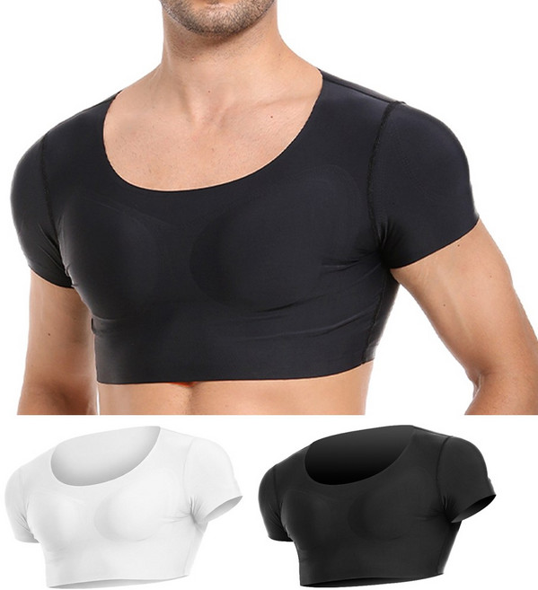 라온피플 몸짱 어깨 가슴 패드 보정속옷 크롭 티셔츠 머슬핏 이너 멸치탈출 이너