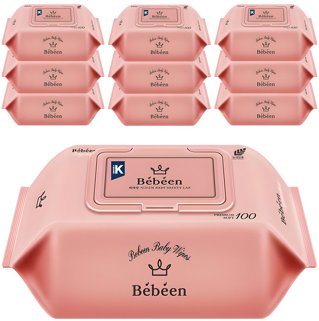 베베앙 시그니처 유아물티슈 캡형, 50g, 100매, 10개
