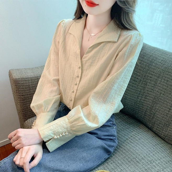 셀럽당시크 셔츠 봄가을 패션 긴팔 쉬폰 톱