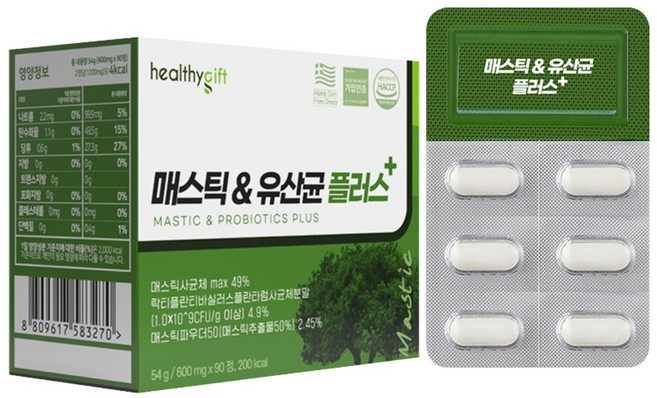매스틱 유산균 플러스 식약처 HACCP 인증 매스틱 정, 1개, 90정