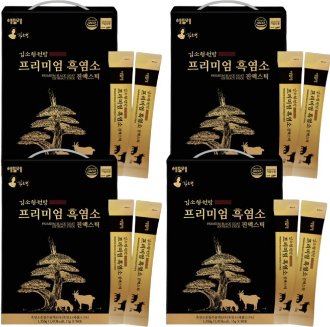 김소형원방 프리미엄 흑염소 진액 스틱 15g 90포 4박스 엑기스 즙 제천 자연방목 아라키돈산 직장인 수험생 부모님 건강 체력 관리 식품 여름 겨울 보양식 효능 추천 선물, 1.35kg