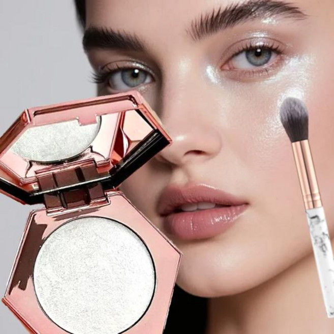 하이라이터 1 세트 다이아몬드 페이셜 브론저 팔레트 브러쉬 플래티넘 쉬머 페이스 컨투어 파우더 플래시 바디 베이스 일루미네이터, [01] 옵션1