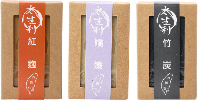 太生利 手工皂三入組 紅麴 竹炭 嬌嫩 冷製皂, 1個, 蘆薈膠60ml, 100g