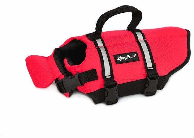 지피포스 어드벤처 개 구명조끼 반려견 및 강아지용 수영 조끼 소형 및 대형견 수영 훈련용 구명조끼 - 빨간색 중형, 1개