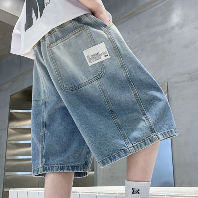 절개와이드5부데님팬츠(a) 아동 청반바지 초등데님팬츠 공용반바지 남아 여름 통반바지 주니어